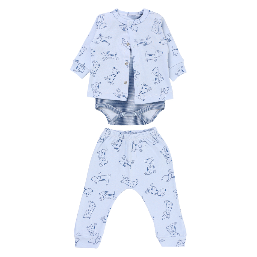 Conjunto Body Casaco e Calça Estampa Dog - 3 Peças Conjunto Body Casaco e Calça Estampa Dog - 3 Peças