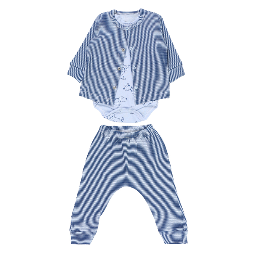 Conjunto Body Bebê Junkes  Manga Longa Casaco Com Calça Listrado - 3 Peças Conjunto Body Bebê Junkes  Manga Longa Casaco Com Calça Listrado - 3 Peças