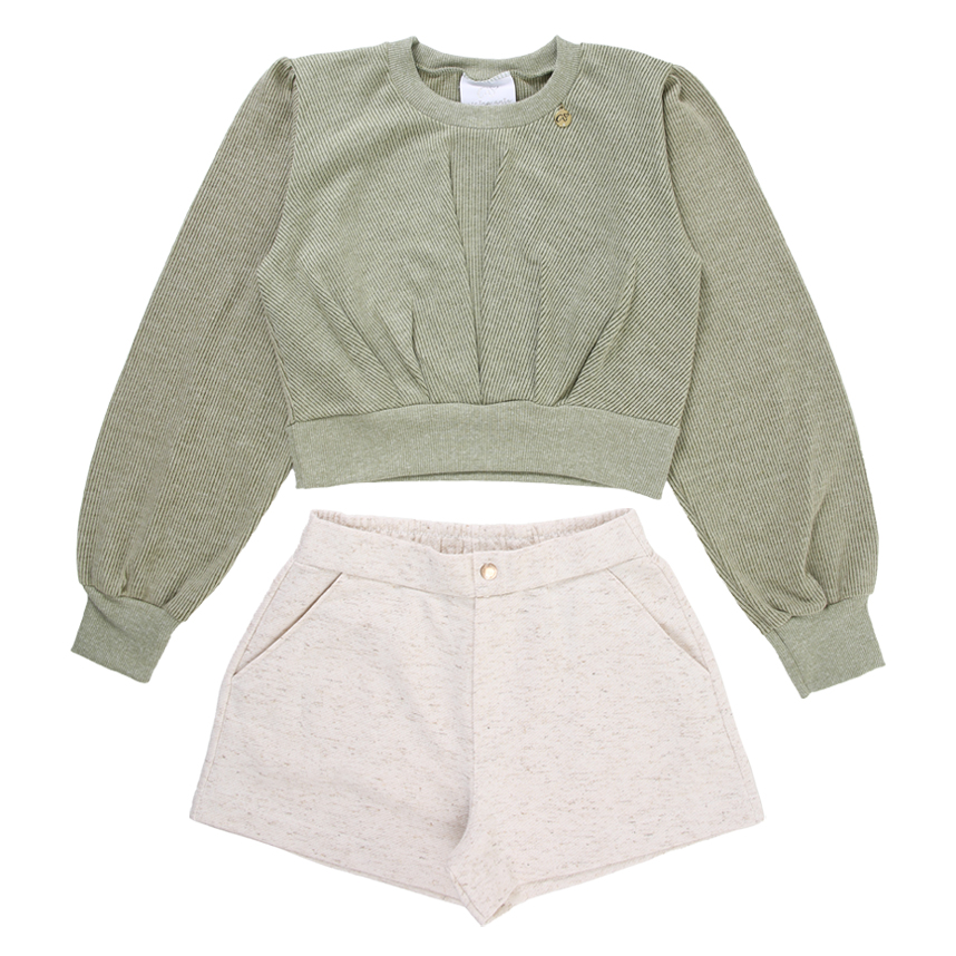 Conjunto Juvenil Menina Anjo Manga Longa Com Punho e Pregas