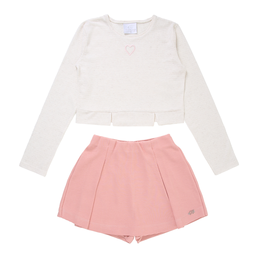 Conjunto Juvenil Menina Anjo Blusa Detalhe Coração