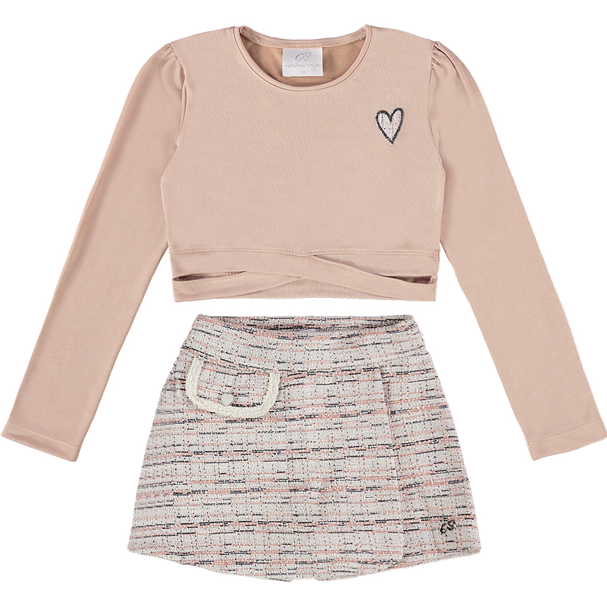 Conjunto Juvenil Menina Anjo Blusa Detalhe Coração Lateral