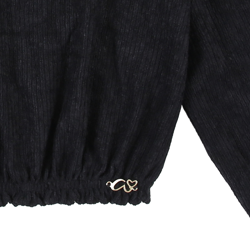 Blusa Juvenil Menina Anjo Manga Bufante Com Punho