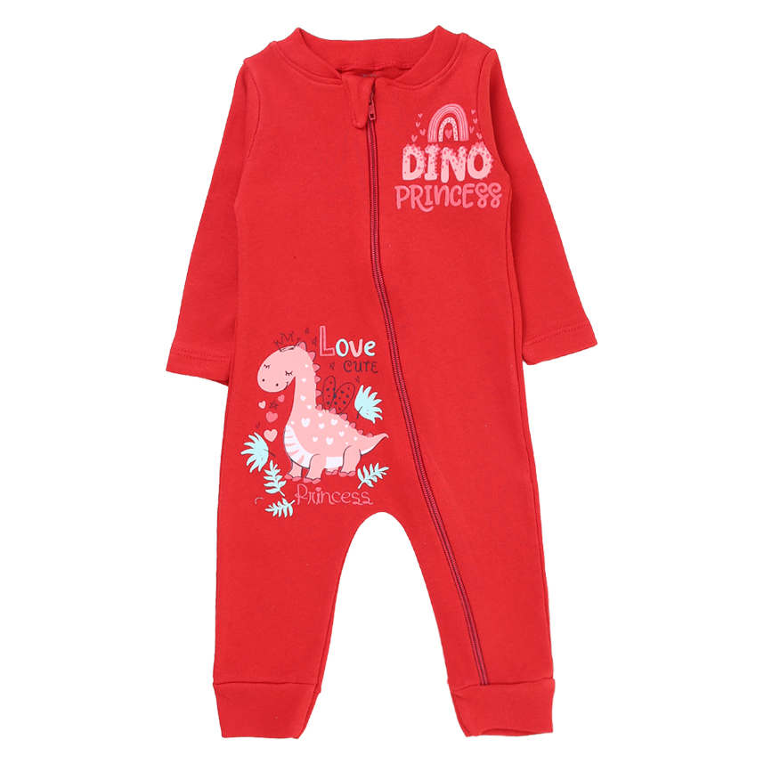 Macacão Longo em Suedine com Zíper e Silk Dino Princess