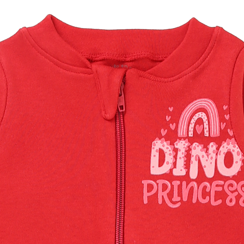 Macacão Longo em Suedine com Zíper e Silk Dino Princess