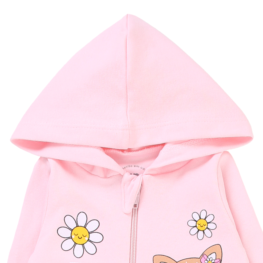 Macacão Longo em Suedine com Capuz Zíper e Silk Raposa