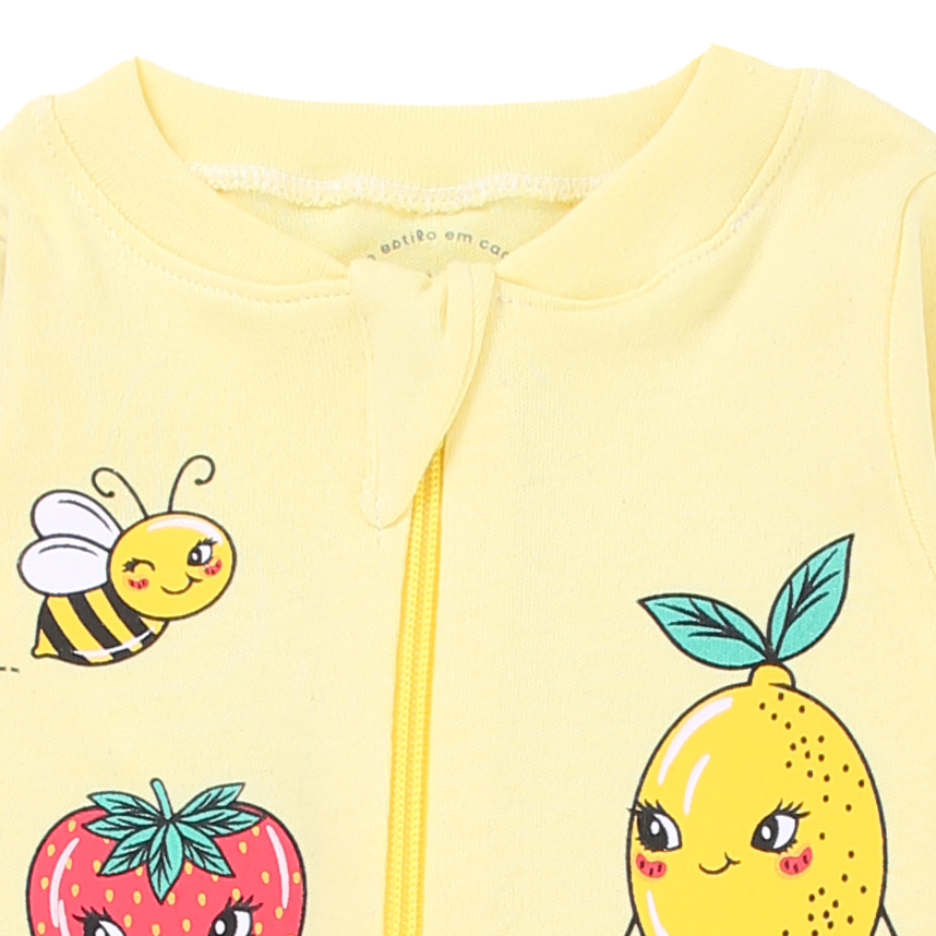 Macacão Longo em Suedine com Zíper e Silk de Frutinhas Best