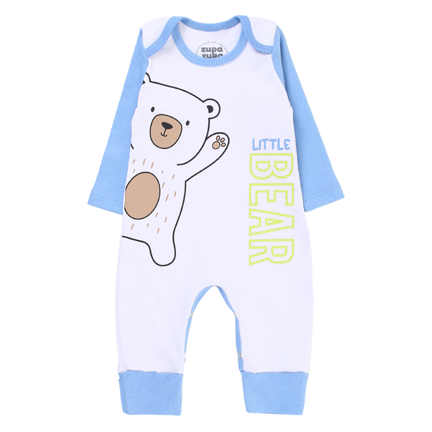 Macacão Longo em Suedine com Zíper e Silk Urso Little Bear