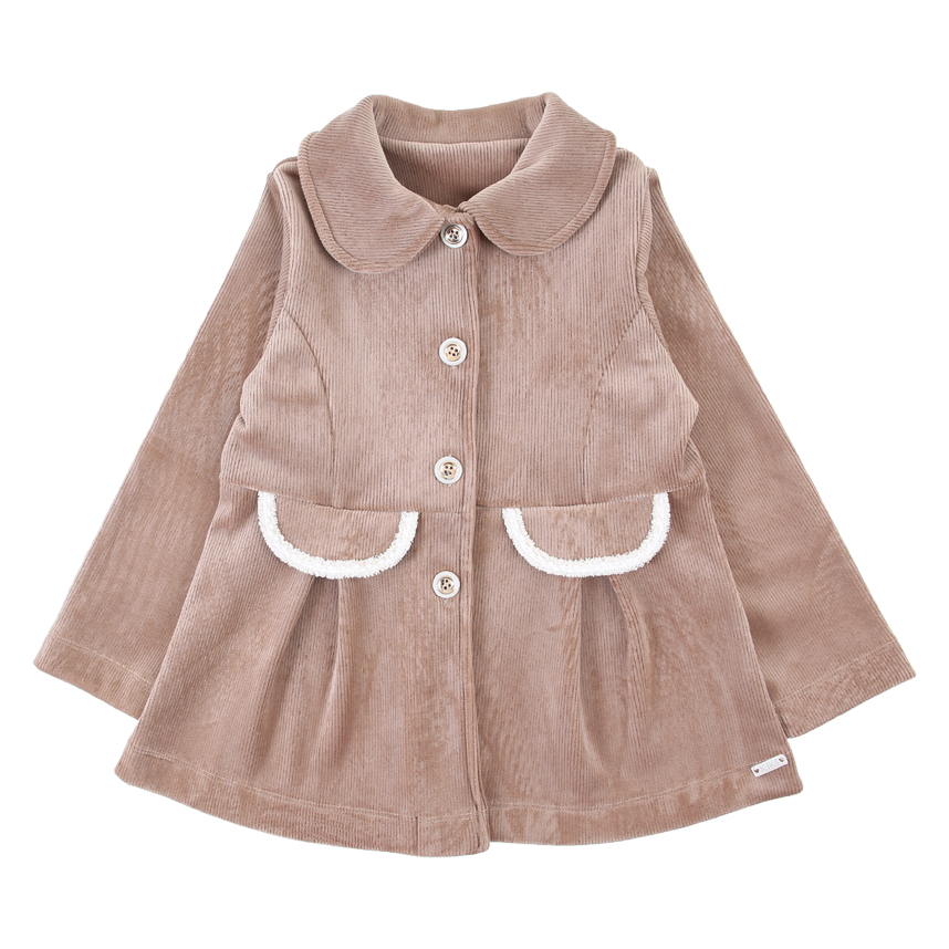 Casaco Infantil Kiki Sobretudo Veludo Detalhe Bolso