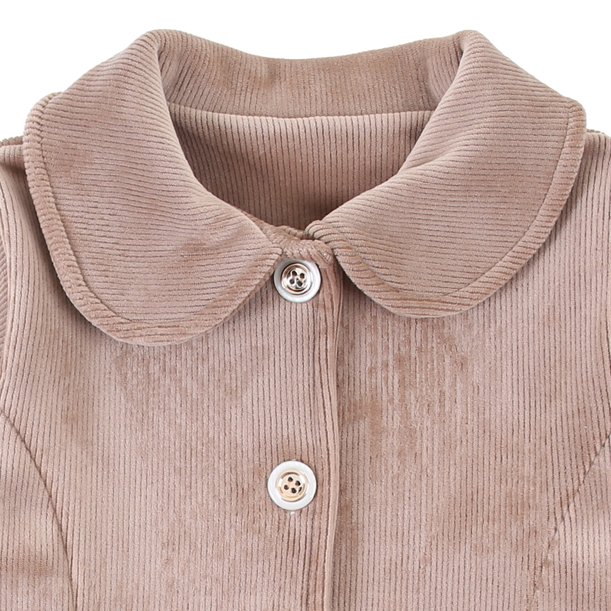 Casaco Infantil Kiki Sobretudo Veludo Detalhe Bolso