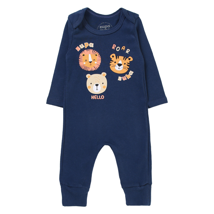 Macacão Longo em Suedine com Zíper e Silk Bichinhos Roar