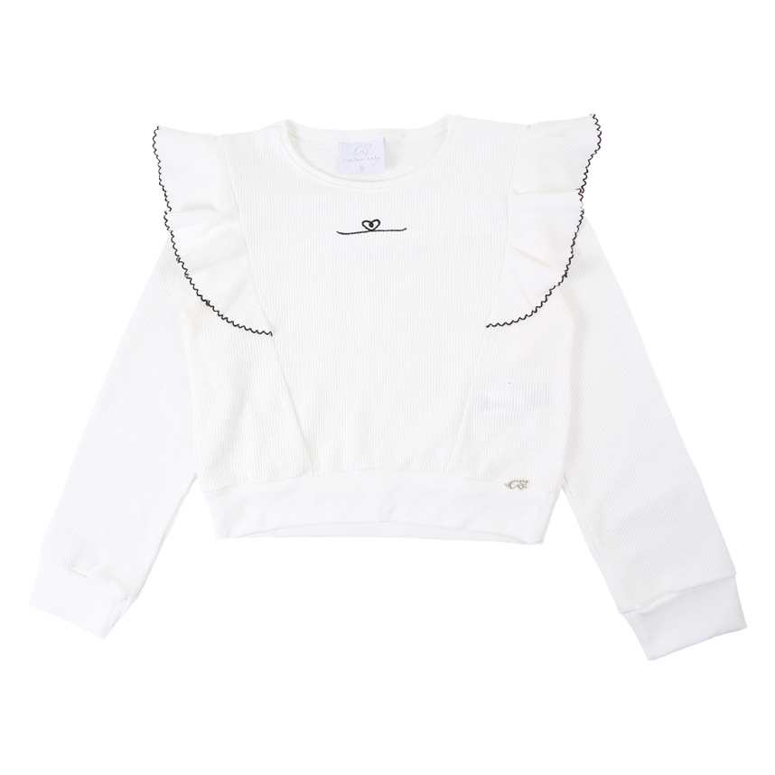 Blusão Juvenil Menina Anjo Bordado e Babado