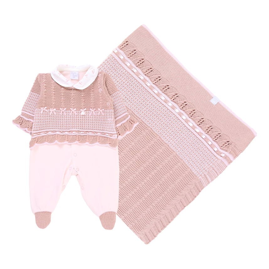 Saída de Maternidade Beth Bebê com Detalhe em Tricot e Pérola