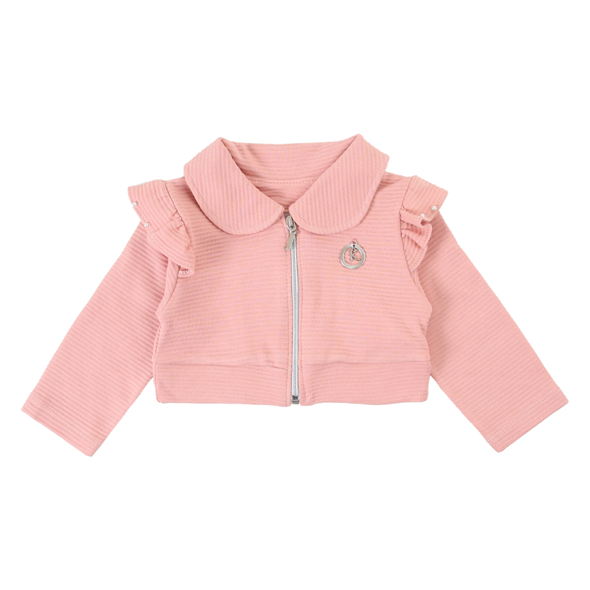 Jaqueta Infantil Kiki Moletom Canelado Com Detalhe Babado Jaqueta Infantil Kiki Moletom Canelado Com Detalhe Babado