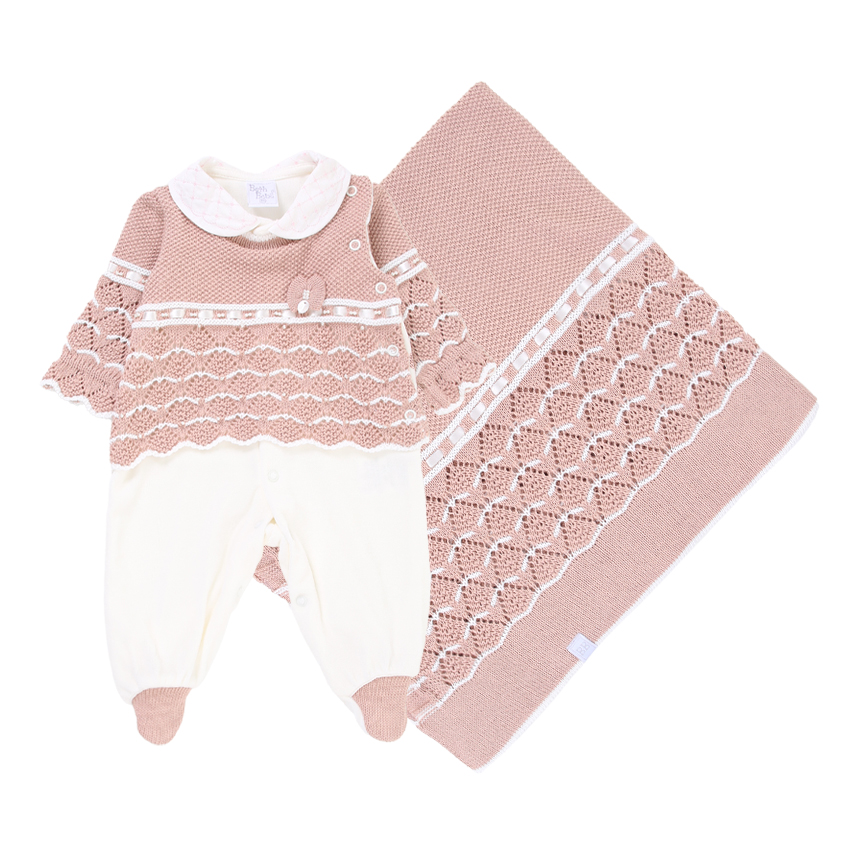 Saída de Maternidade Beth Bebê com Detalhe em Tricot e Pérola