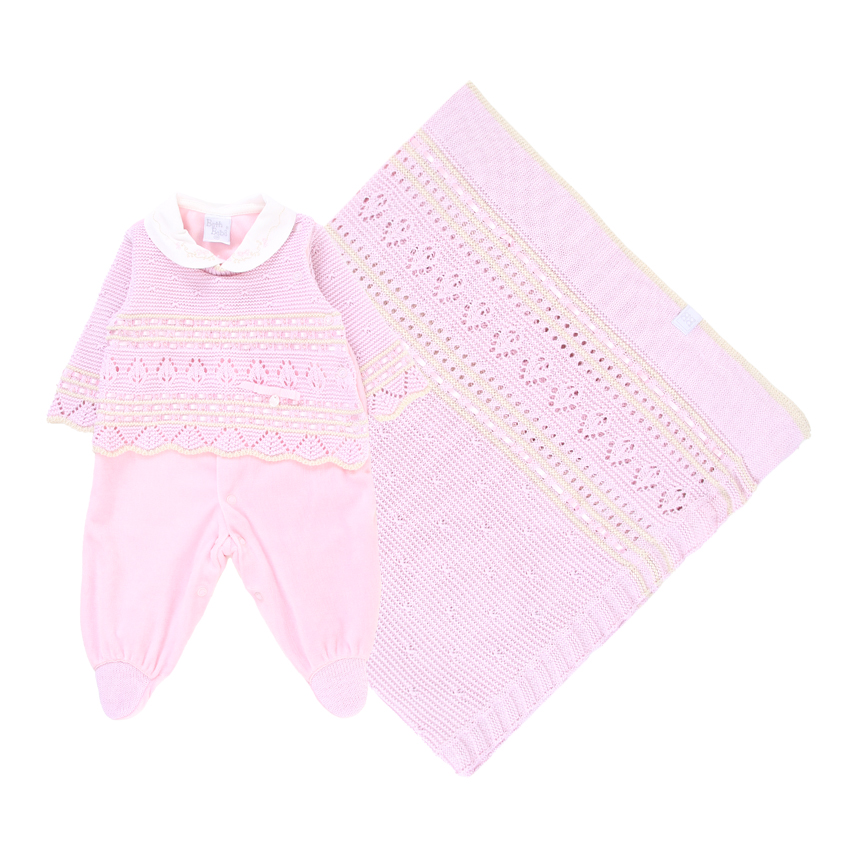 Saída de Maternidade Beth Bebê com Detalhe em Tricot e Pérola