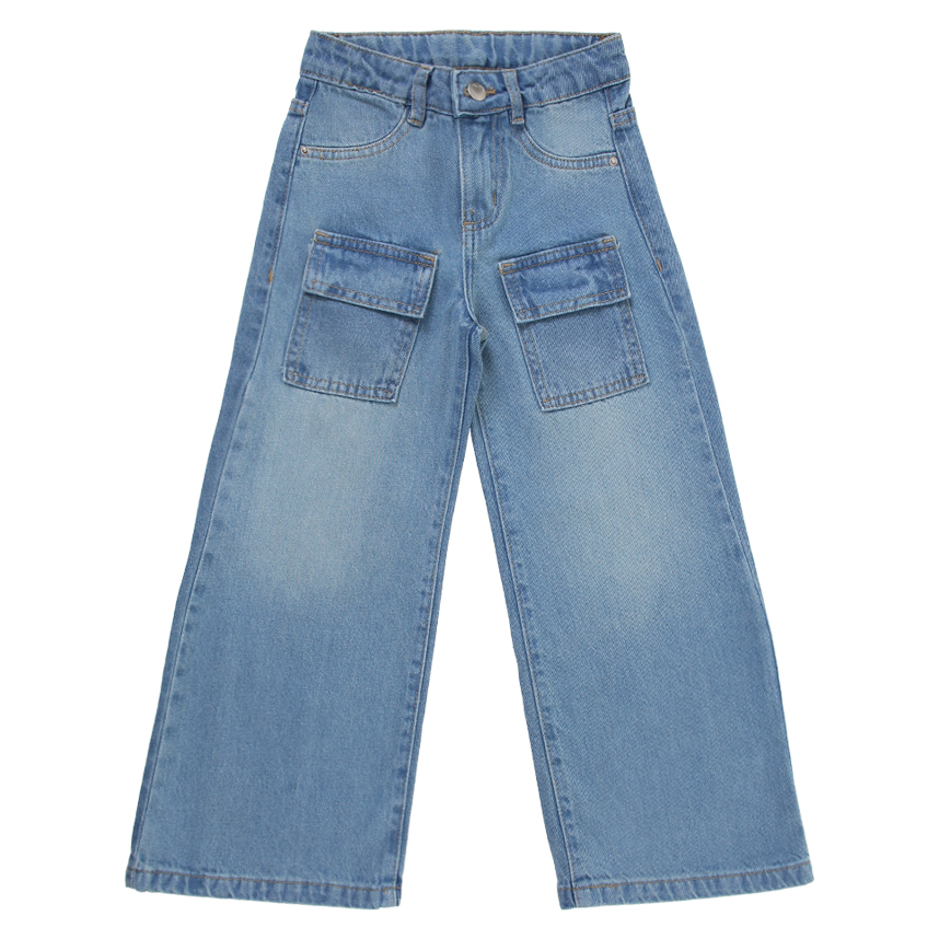 Calça Jeans Infantil Clube do Doce Wide Bolso Frontal