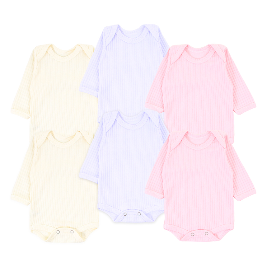 Body Manga Longa em Suedine Canelado Liso - 06 Peças