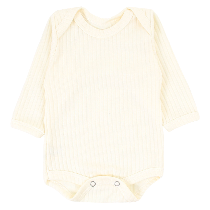 Body Manga Longa em Suedine Canelado Liso - 06 Peças