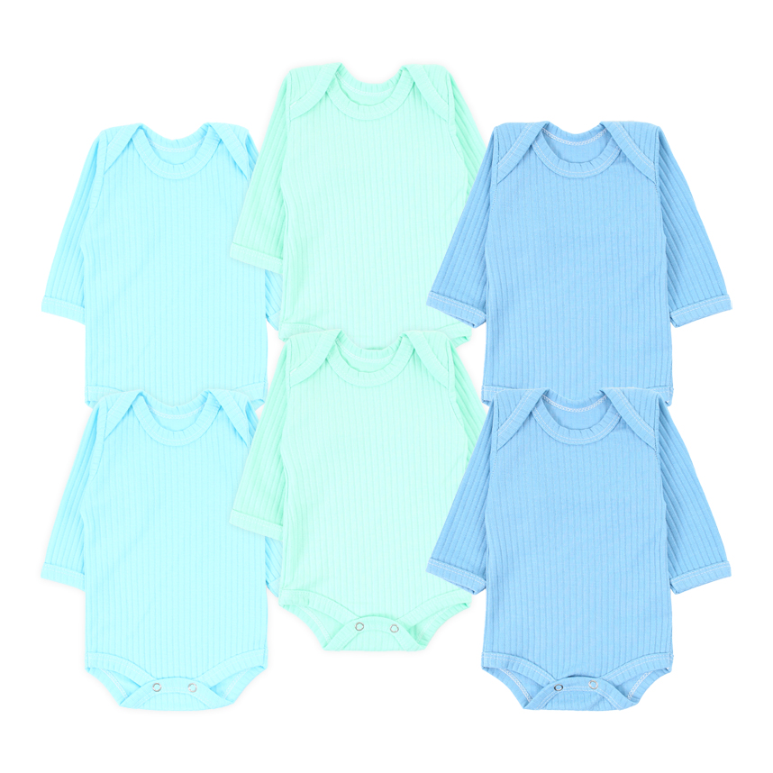 Body Manga Longa em Suedine Canelado Liso - 06 Peças