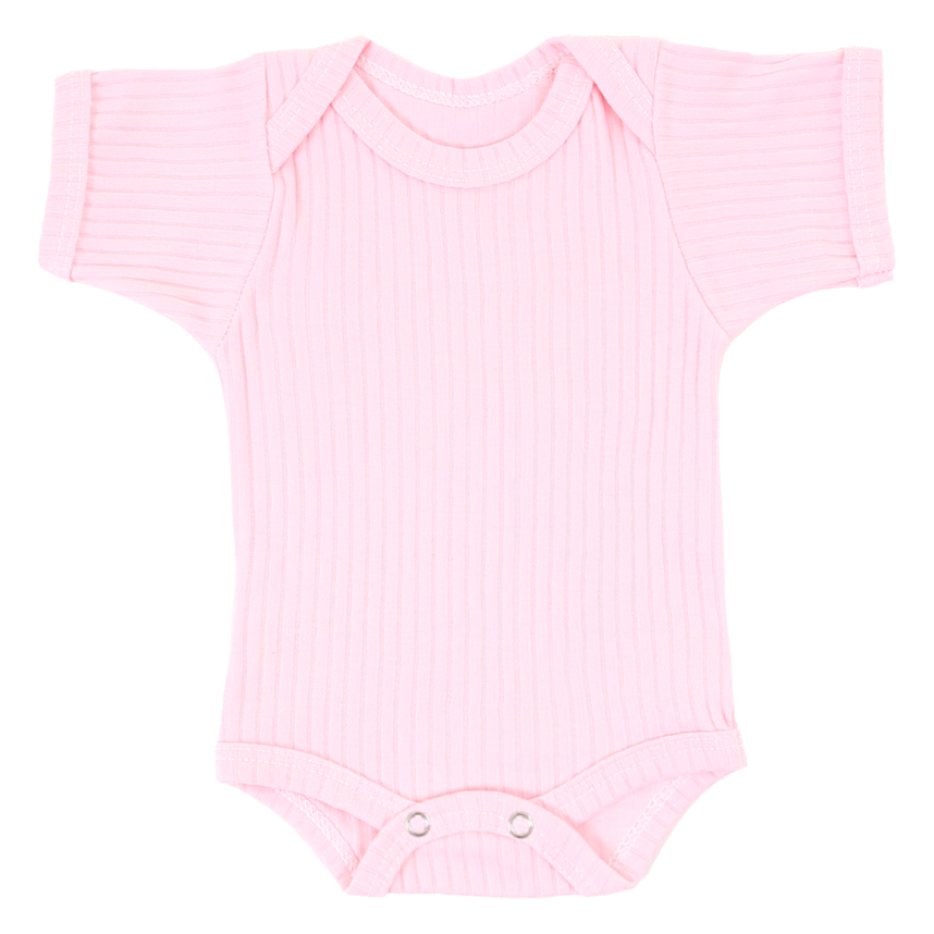 Body Manga Curta em Suedine Canelado Liso - 06 Peças