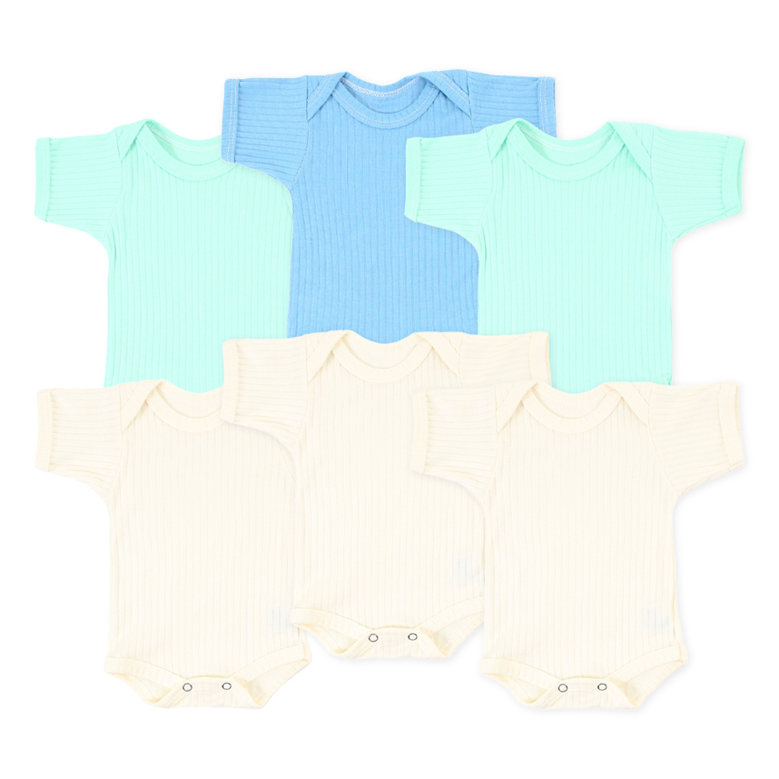 Body Manga Curta em Suedine Canelado Liso - 06 Peças