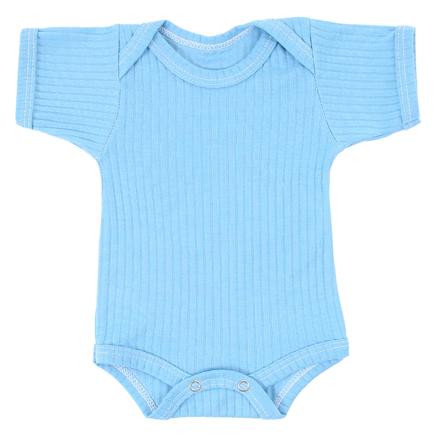 Body Manga Curta em Suedine Canelado Liso - 06 Peças