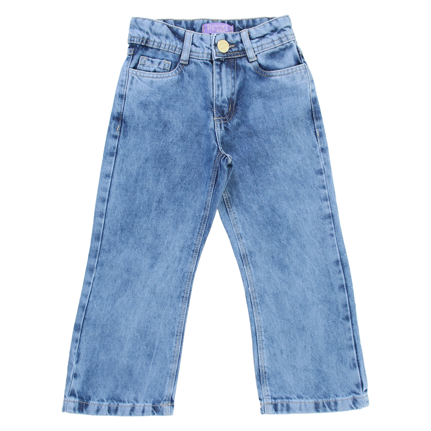 Calça Jeans Infantil Revert Jeans Wide Sky Botão Dourado Calça Jeans Infantil Revert Jeans Wide Sky Botão Dourado