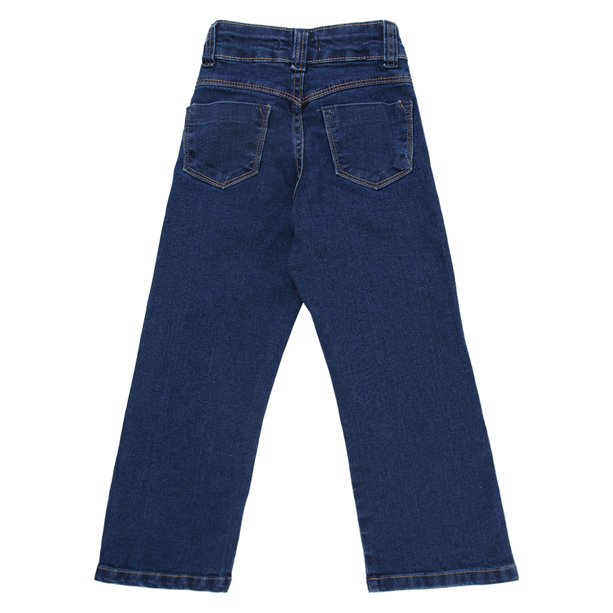 Calça Jeans Infantil Revert Jeans Wide Escuro Com Elastano