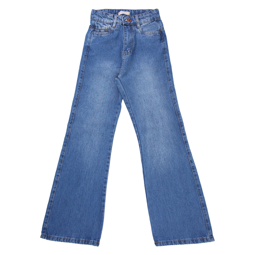 Calça Jeans Juvenil Revert Jeans Wide Lavagem Média Used