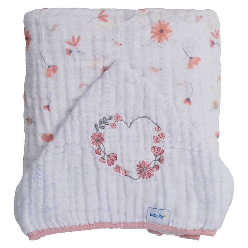 Toalha com Capuz Baby Joy Bordado Floral