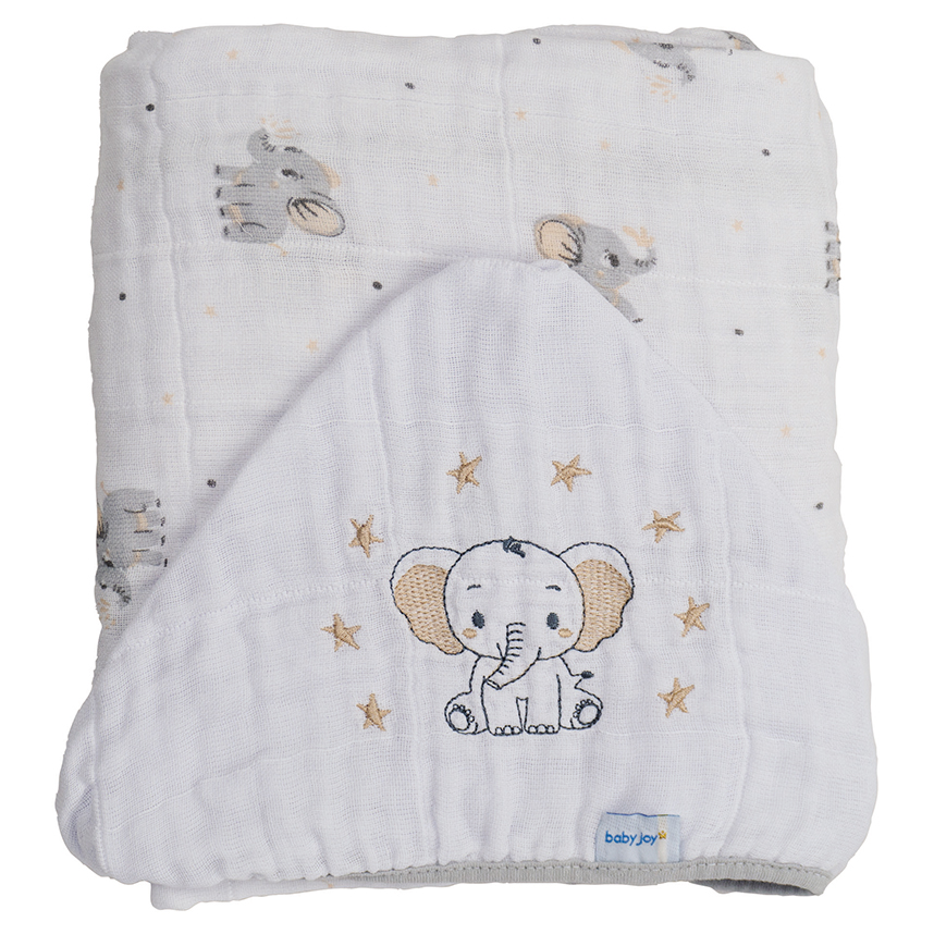 Toalha com Capuz Baby Joy Soft Bordado Elefante