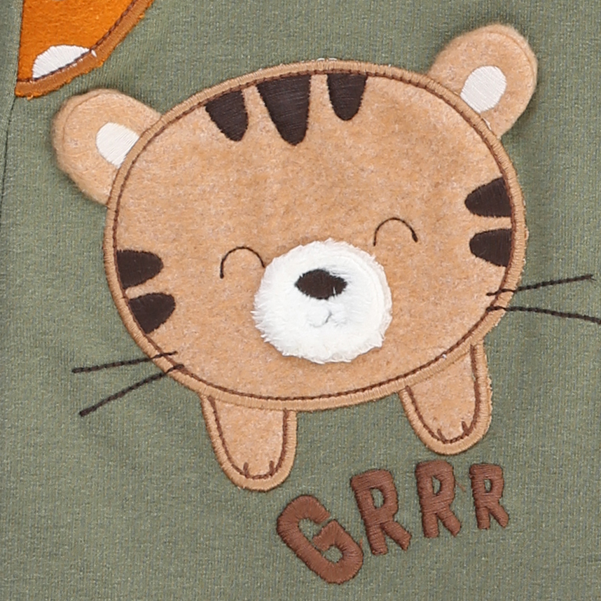 Macacão Longo Bebê Upi Uli Moletom Estampa Bordado Bichinhos