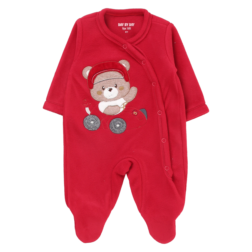 Macacão Longo Bebê Day By Day Soft Estampa Ursinho Piloto