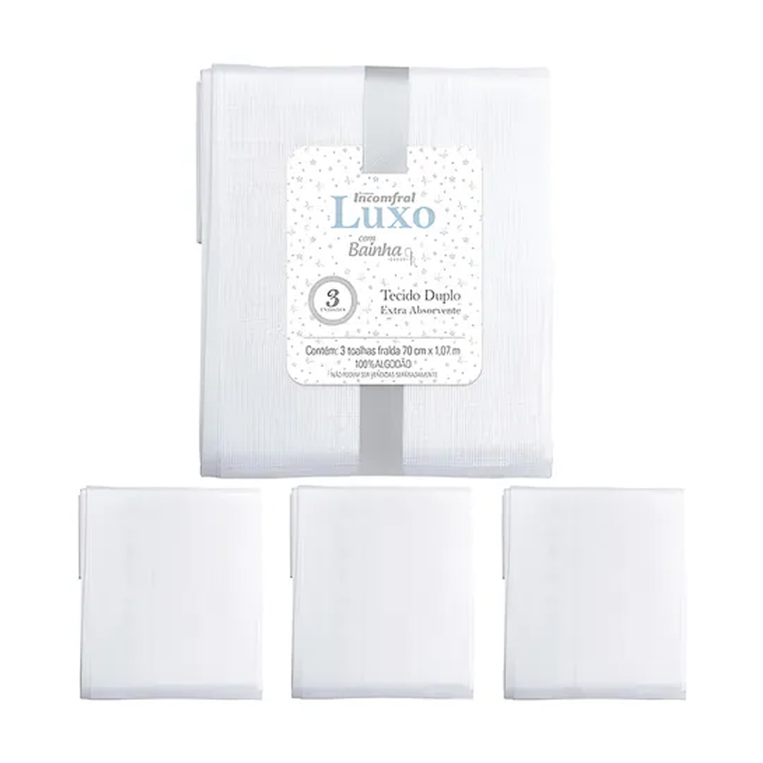 Kit Toalha Fralda Incomfral Linha Luxo Lisa Kit Toalha Fralda Incomfral Linha Luxo Lisa