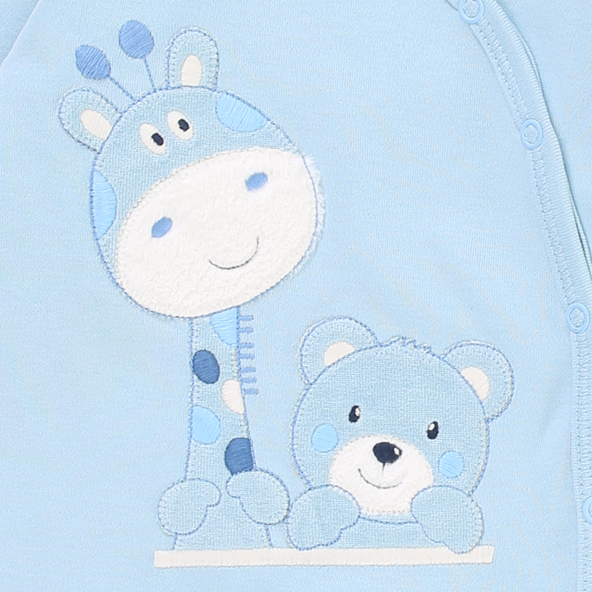 Macacão Longo Bebê Day By Day Suedine Bordado Ursinho e Girafa