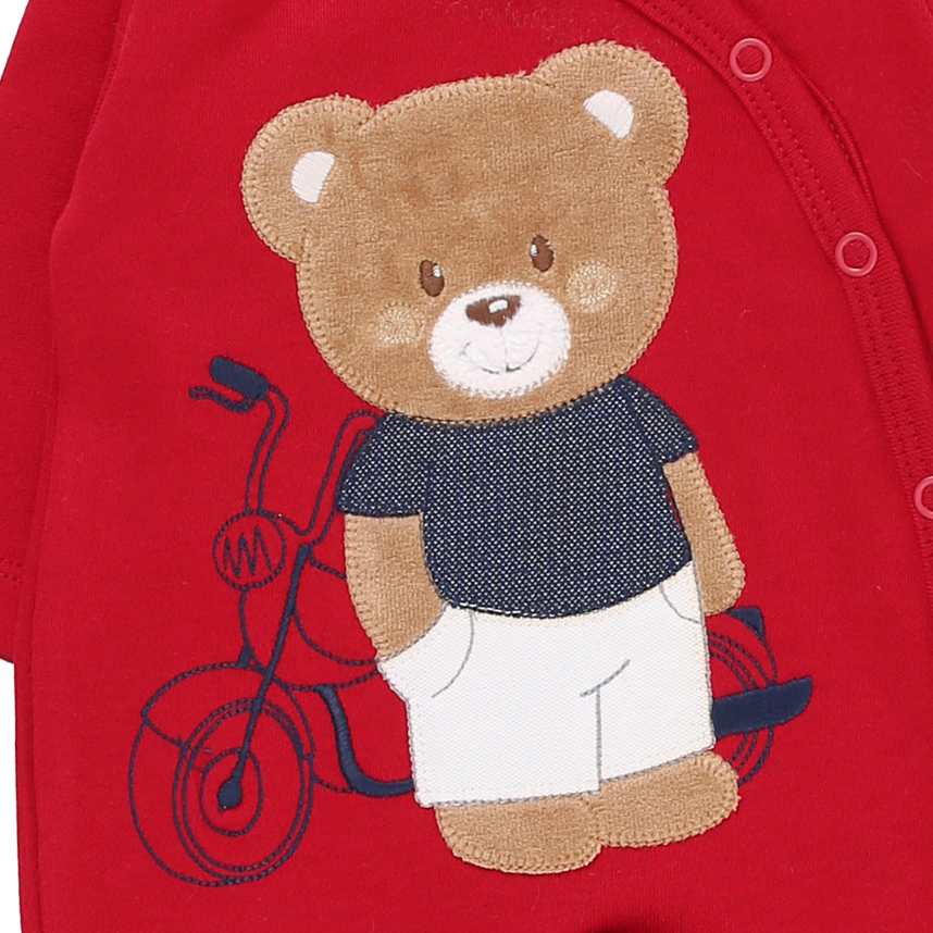 Macacão Longo Bebê Day By Day Suedine Bordado Urso e Moto