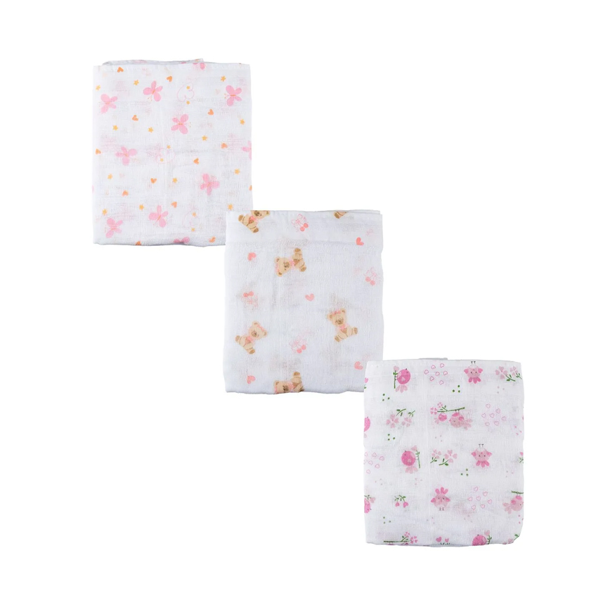 Kit Toalha Fralda Incomfral Linha Luxo Estampado Menina - 3 Peças Kit Toalha Fralda Incomfral Linha Luxo Estampado Menina - 3 Peças