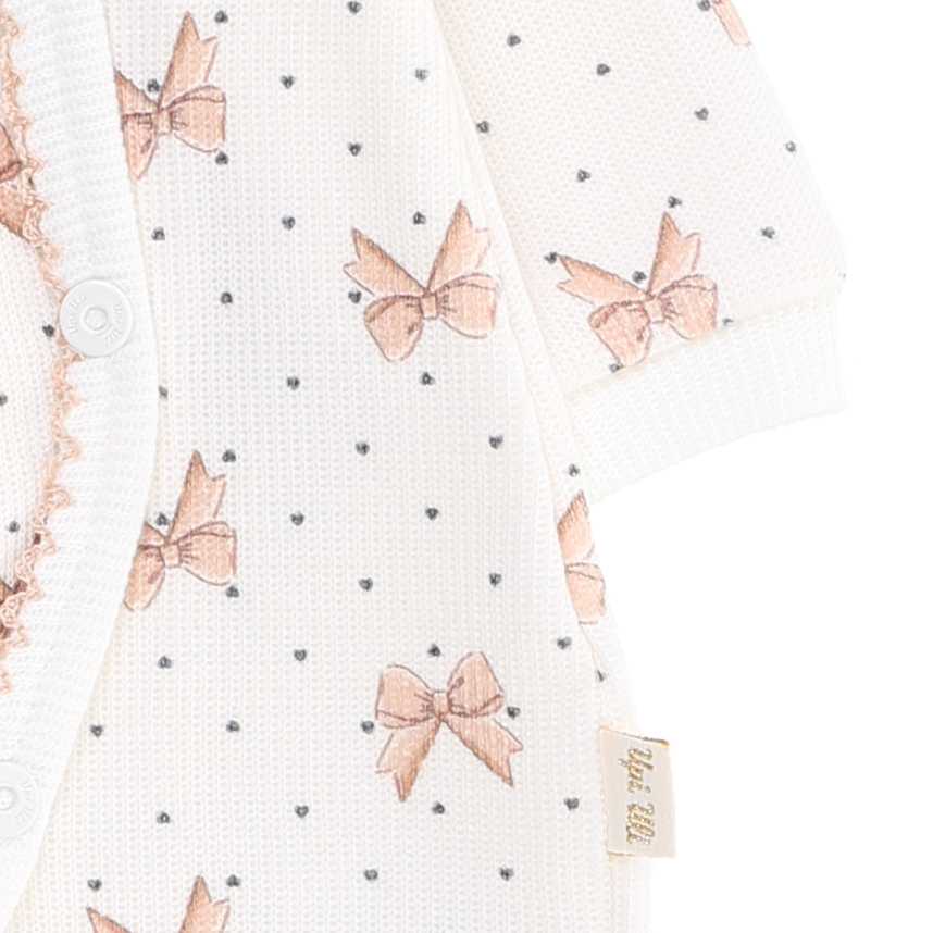 Macacão Longo Bebê Upi Uli Tricoline Estampa Lacinho e Esquilo