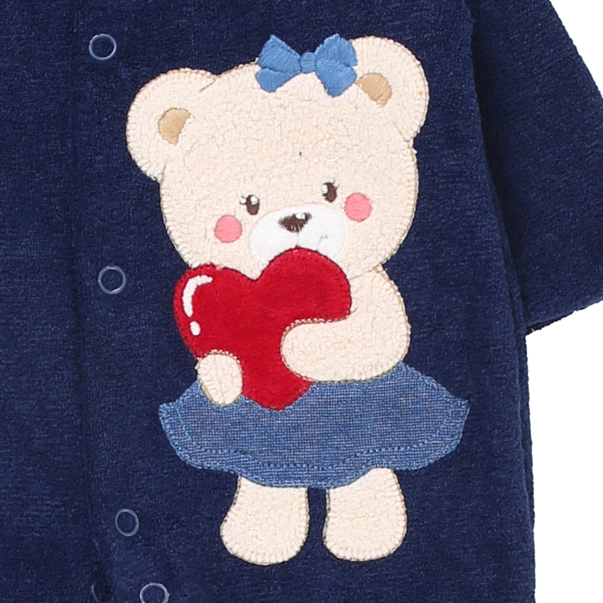 Macacão Longo Bebê Day By Day Soft Estampa Ursa e Coração