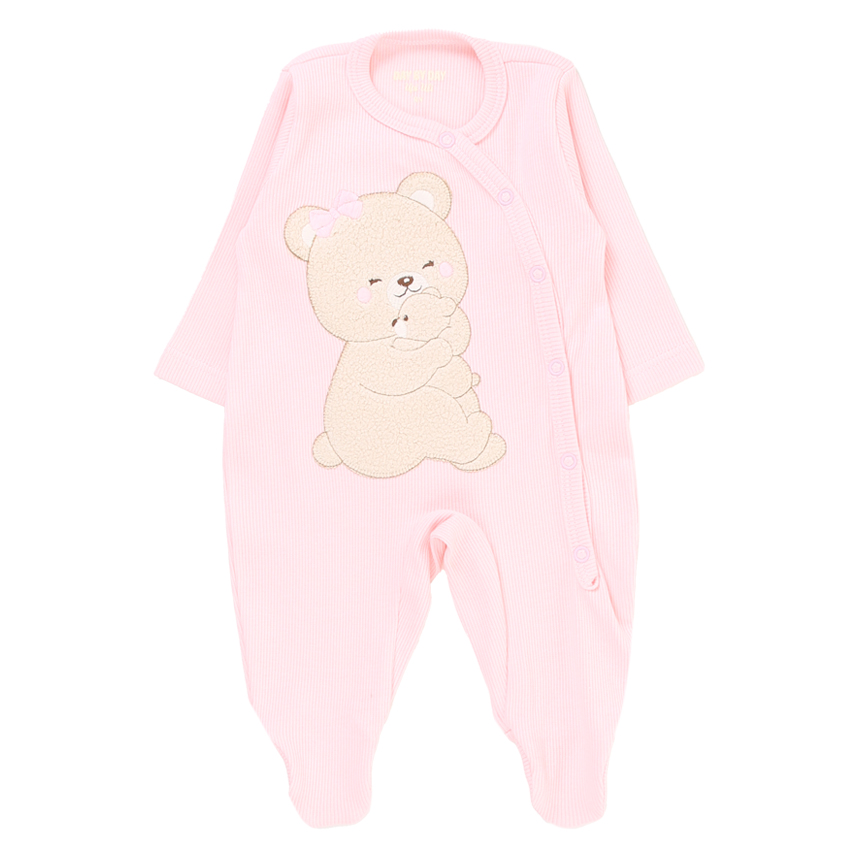 Macacão Longo Bebê Day By Day Em Ribana Bordado Mãe Ursa
