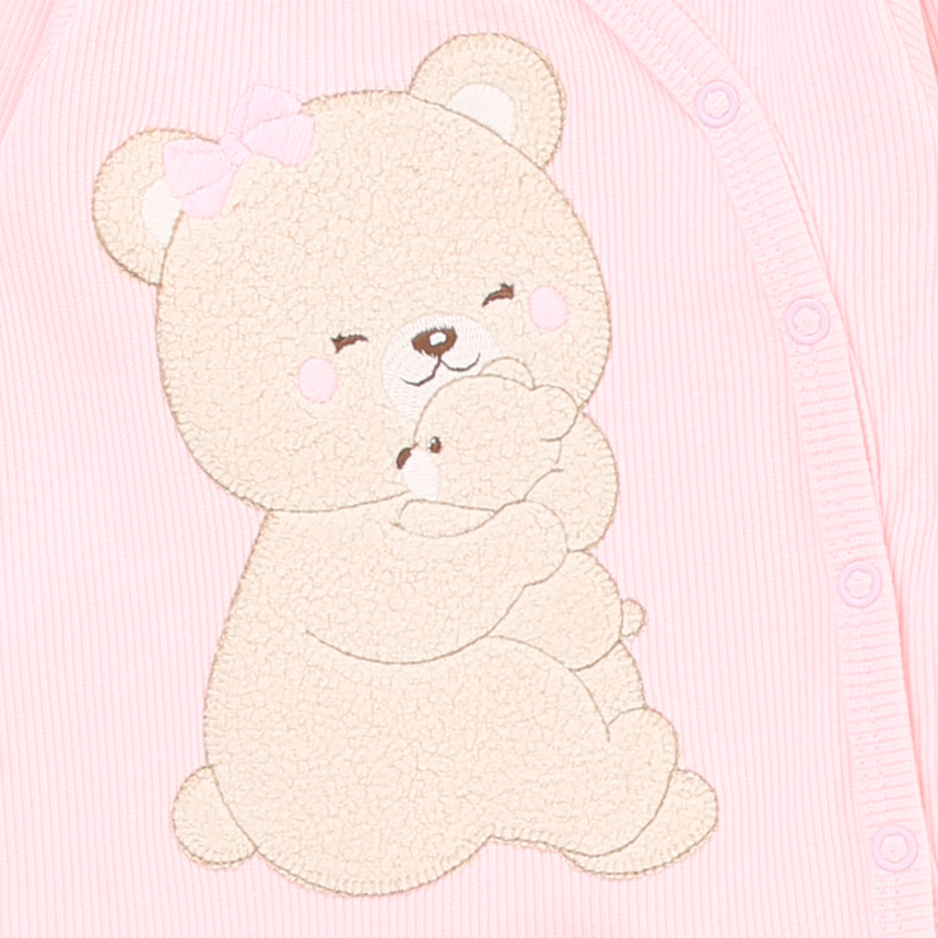 Macacão Longo Bebê Day By Day Em Ribana Bordado Mãe Ursa