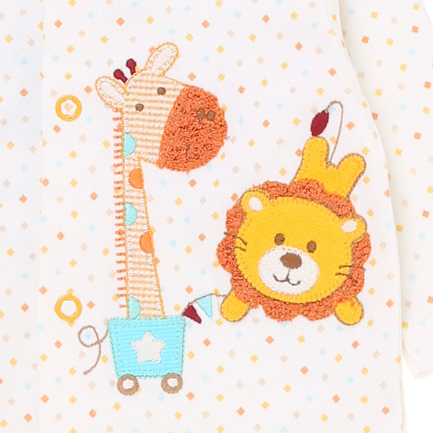 Macacão Longo Bebê Day By Day Suedine Bordado Girafa Leão