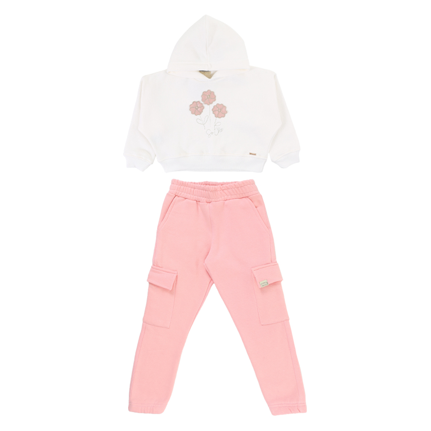 Conjuntil Infantil Vrasalon Blusão Detalhe Flor