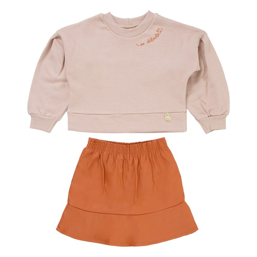 Conjunto Infantil Angerô Blusão Manga Princesa Com Saia