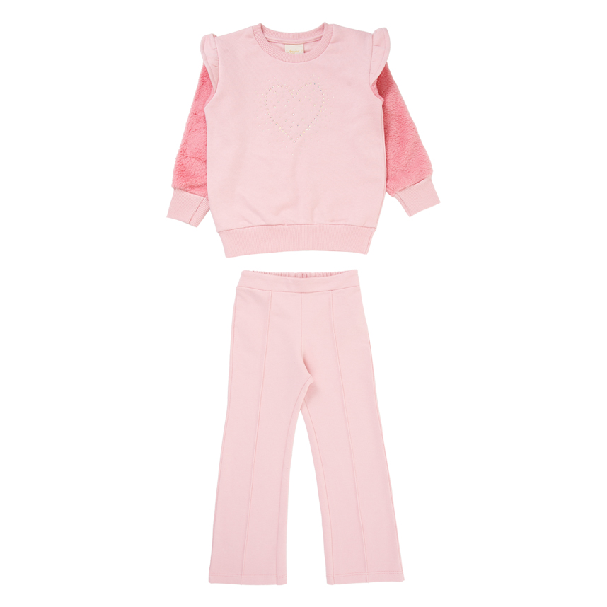 Conjunto Infantil Angerô Blusão Aplique Coração Strass