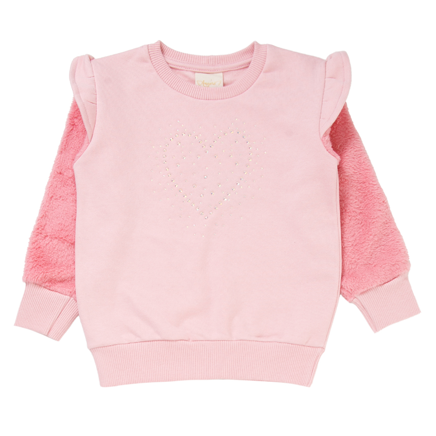 Conjunto Infantil Angerô Blusão Aplique Coração Strass