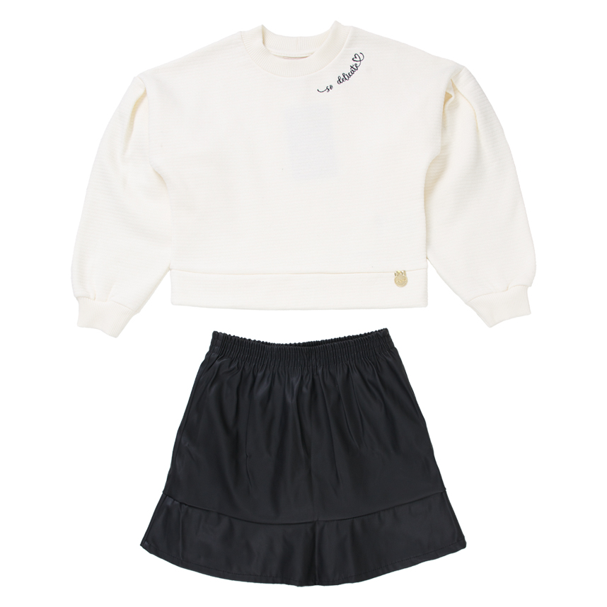 Conjunto Infantil Angerô Blusão Manga Princesa Com Saia