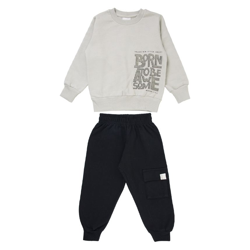 Conjunto Infantil Angerô Linen Felpado Born To Be Awsome