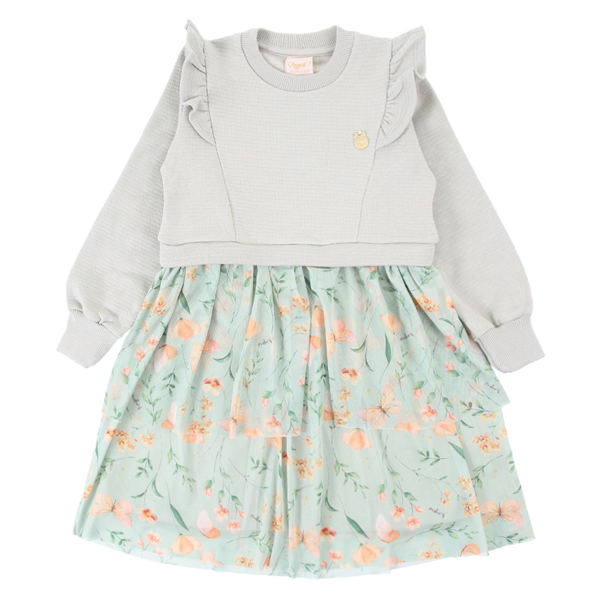 Vestido Infantil Angerô Moletom Felpado Saia Babado Vestido Infantil Angerô Moletom Felpado Saia Babado