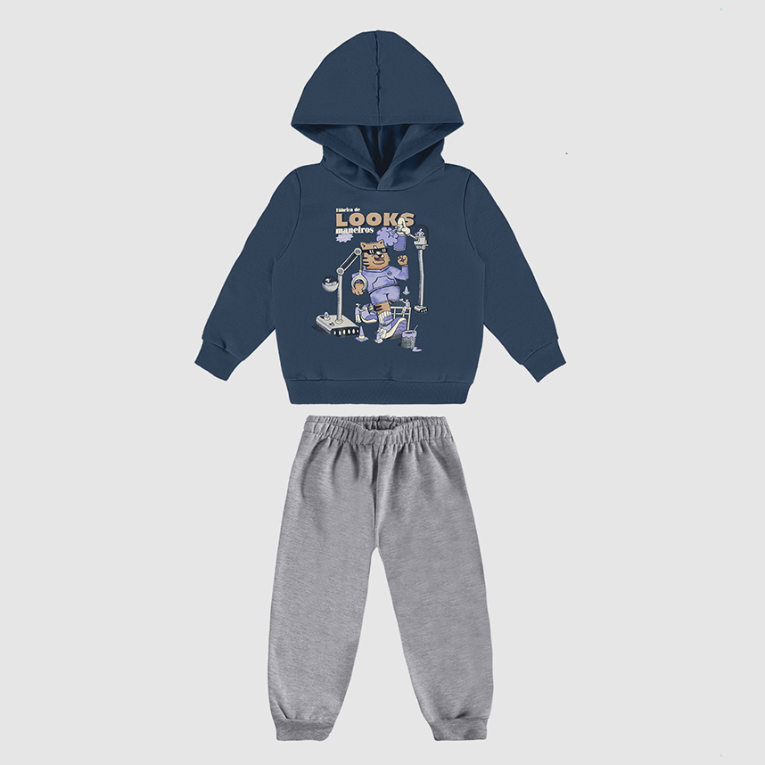 Conjunto Infantil Malwee Blusão Estampado Com Capuz
